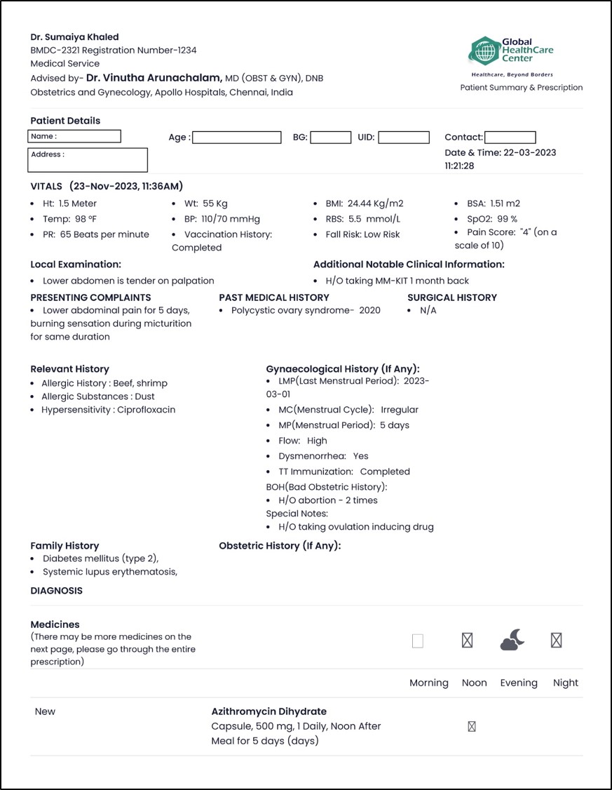 Global Healthacre Center Medical Profile